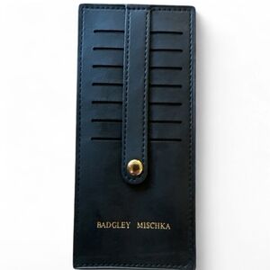 NWT Badgley Mischka Black Card Holder with Gold Accent